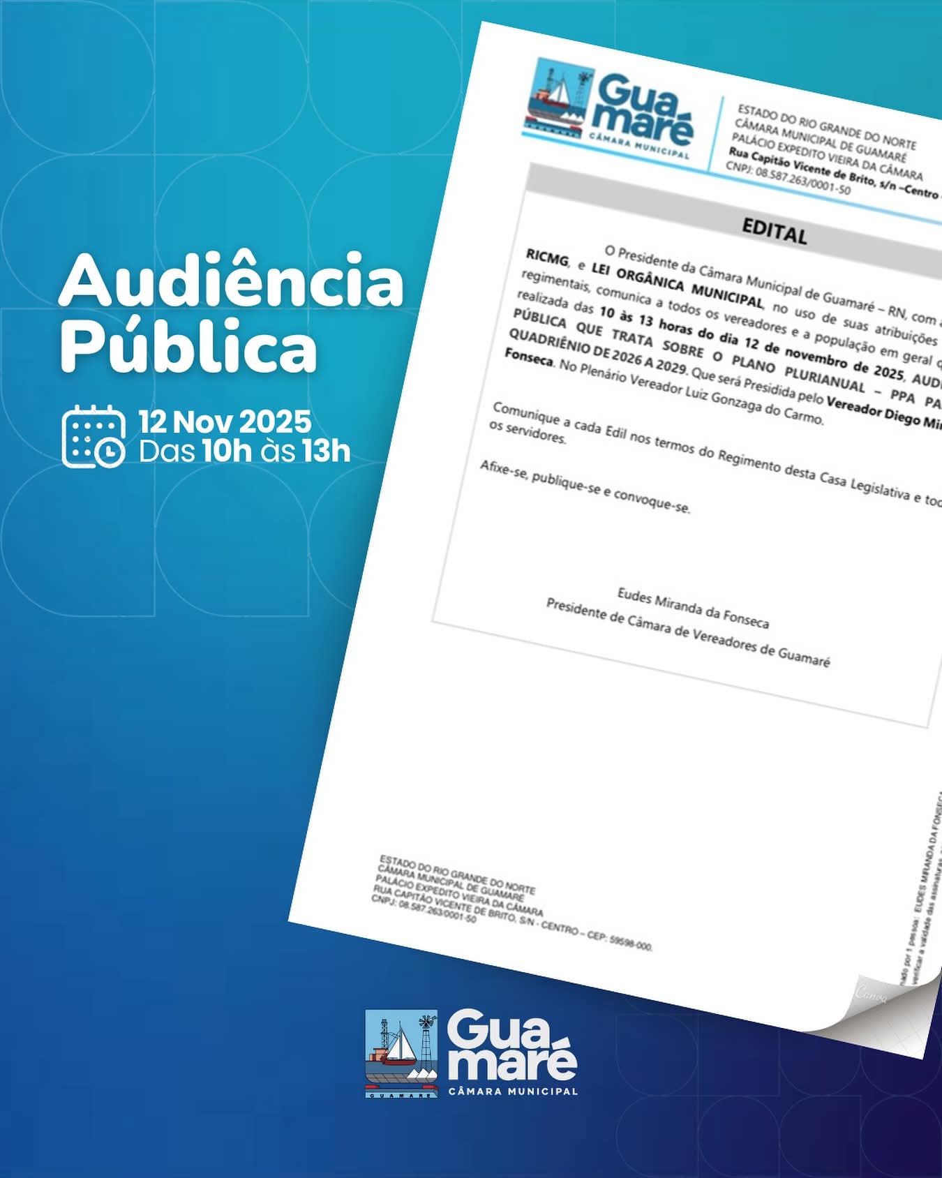 Convite à população de Guamaré!