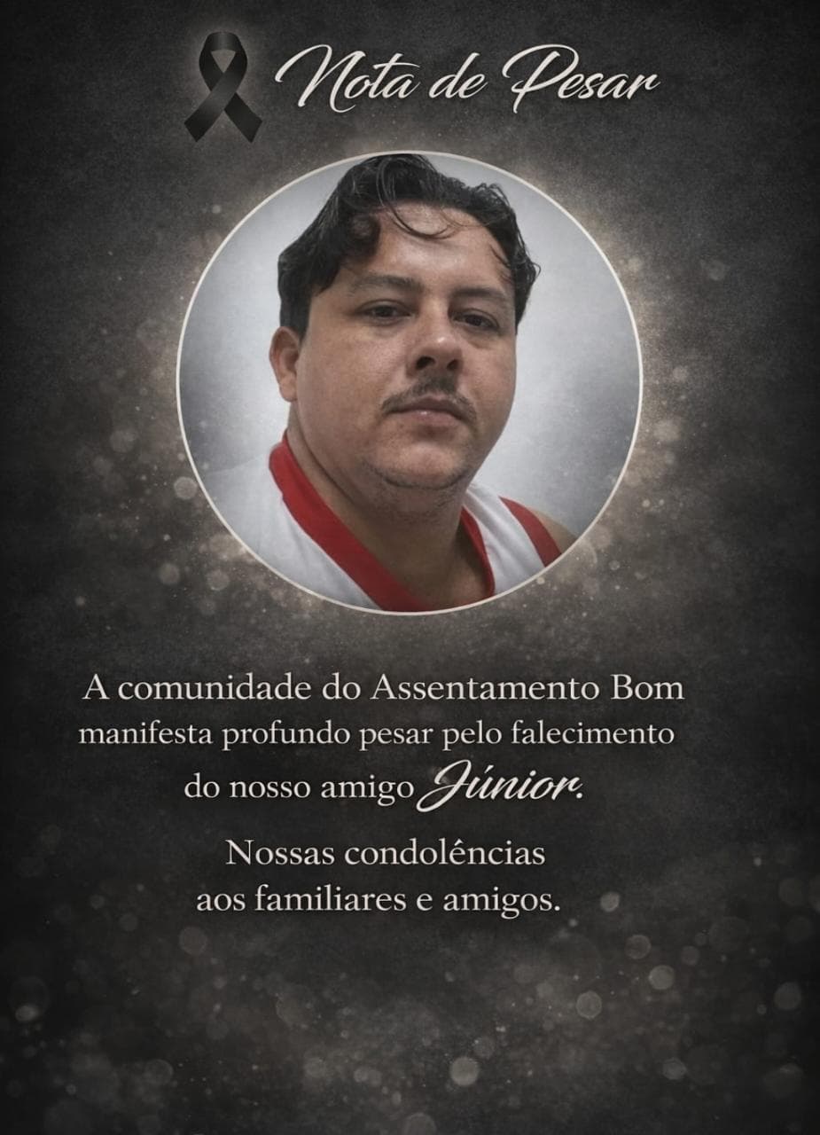 NOTA DE PESAR FALECEU JÚNIOR QUE MORAVA NAS CASINHA EM BAIXA DO MEIO